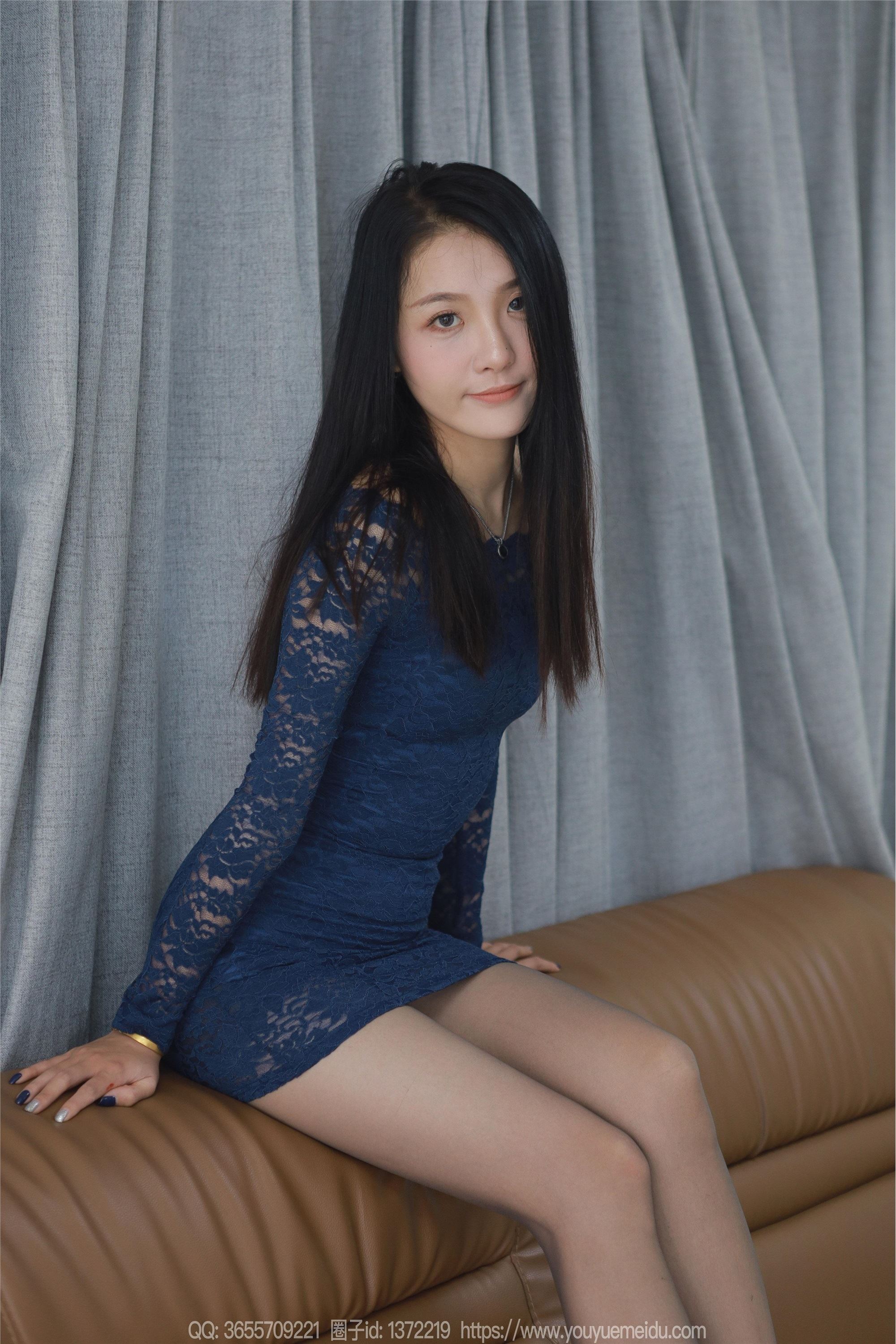 IESS异思趣向  2023.10.11 丝享家 1556 婉萍《蓝色镂空包臀裙》